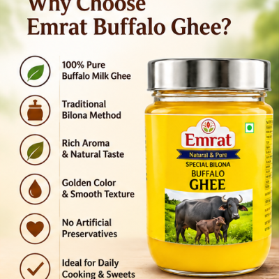 Emrat Special Bilona Buffalo Ghee 1000 ml | Traditional Bilona Method | Rich Aroma & Golden Texture | Pure Buffalo Milk Ghee