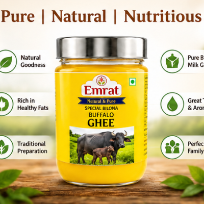 Emrat Special Bilona Buffalo Ghee 1000 ml | Traditional Bilona Method | Rich Aroma & Golden Texture | Pure Buffalo Milk Ghee