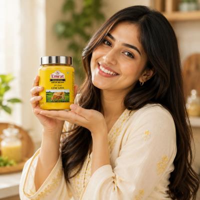 Emrat Natural & Pure A2 Gir Cow Ghee | Traditional Bilona Method |  Pure Cow Ghee for Cooking, Pooja & Daily Nutrition  500ml